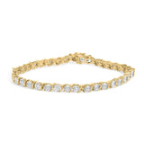10K Yellow Gold Plated .925 Sterling Silver 1/2 Cttw Lab Grown Diamond Miracle Plate Tennis Bracelet-0 thumbnail 1