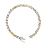 10K Yellow Gold Plated .925 Sterling Silver 1/2 Cttw Lab Grown Diamond Miracle Plate Tennis Bracelet-3 thumbnail 4