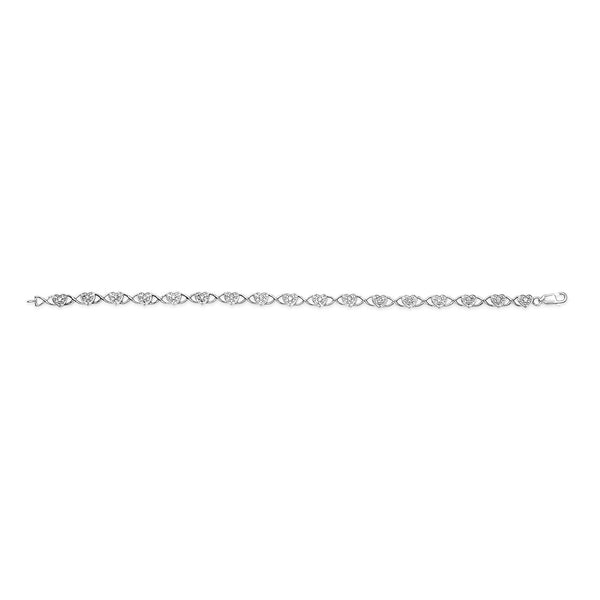 .925 Sterling Silver Diamond Accent Heart Link Bracelet (I-J Color, I3 Clarity) - 7.25