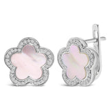 14K White Gold Mother of Pearl and 1/5 Cttw Diamond Halo Star Stud Earrings-1 thumbnail 2