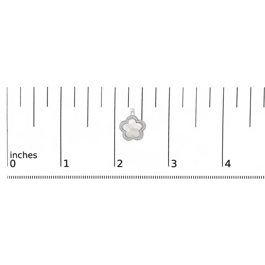 14K White Gold Mother of Pearl and 1/5 Cttw Diamond Halo Star Stud Earrings