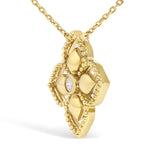 10K Yellow Gold Diamond Accent Floral Medallion Pendant Necklace-3 thumbnail 4