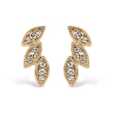 10K yellow gold ring with triple leaf diamond accent stones thumbnail 1