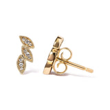 10K Yellow Gold 1/10 Cttw Diamond Triple Leaf Stud Earring (H-I Color, I1-I2 Clarity)-3 thumbnail 4