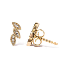 10K Yellow Gold 1/10 Cttw Diamond Triple Leaf Stud Earring (H-I Color, I1-I2 Clarity)-3