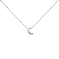 10K white gold crescent moon necklace with diamond accent stones