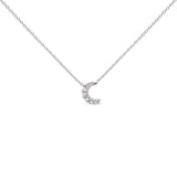 10K white gold crescent moon necklace with diamond accent stones thumbnail 1