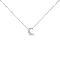 10K White Gold Diamond Accented Crescent Moon Shaped 18