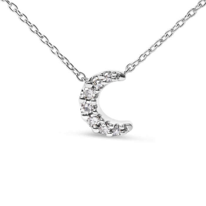 10K White Gold Diamond Accented Crescent Moon Shaped 18