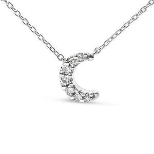 10K White Gold Diamond Accented Crescent Moon Shaped 18