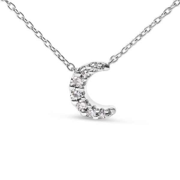 10K White Gold Diamond Accented Crescent Moon Shaped 18