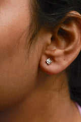 10K White Gold 1/7 Cttw Round and Baguette Diamond Mosaic Square Stud Earrings (H-I Color, I1-I2 Clarity)-2 thumbnail 3