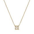10K yellow gold necklace with round and baguette diamond mosaic pendant