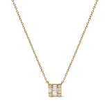 10K yellow gold necklace with round and baguette diamond mosaic pendant thumbnail 1