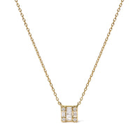 10K Yellow Gold 1/10 Cttw Round and Baguette Diamond Mosaic Composite Square 18