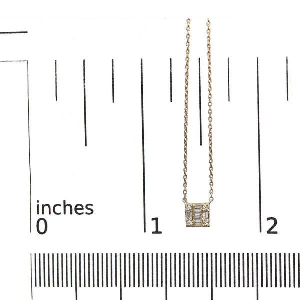 10K Yellow Gold 1/10 Cttw Round and Baguette Diamond Mosaic Composite Square 18