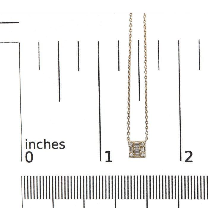 10K Yellow Gold 1/10 Cttw Round and Baguette Diamond Mosaic Composite Square 18