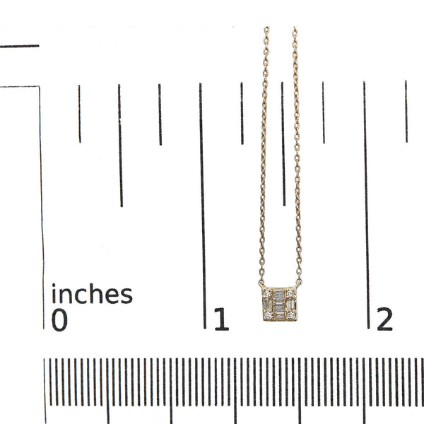 10K Yellow Gold 1/10 Cttw Round and Baguette Diamond Mosaic Composite Square 18