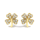 10K yellow gold clover ring with 4 round diamond accent stones thumbnail 1