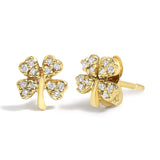 10K Yellow Gold Diamond Accent 4 Leaf Clover Stud Earrings-1 thumbnail 2