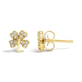 10K Yellow Gold Diamond Accent 4 Leaf Clover Stud Earrings-3 thumbnail 4