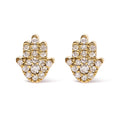 10K yellow gold Hamsa ring with flush-set diamond accents