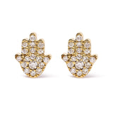 10K yellow gold Hamsa ring with flush-set diamond accents thumbnail 1