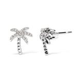 10K White Gold 1/10 Cttw Diamond  Encrusted Palm Tree Stud Earrings (H-I Color, I1-I2 Clarity)-1 thumbnail 2