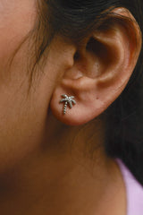 10K White Gold 1/10 Cttw Diamond  Encrusted Palm Tree Stud Earrings (H-I Color, I1-I2 Clarity)-2 thumbnail 3