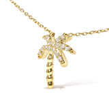 10K Yellow Gold 1/10 Cttw Round Diamond Palm Tree 18