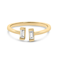 14K Yellow Gold Plated Sterling Silver 1/5 Cttw Baguette Diamond Open Band Ring