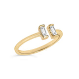 14K Yellow Gold Plated Sterling Silver 1/5 Cttw Baguette Diamond Open Band Ring-3 thumbnail 4