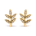 10K yellow gold leaf and branch ring with accent diamond stones