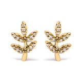 10K yellow gold leaf and branch ring with accent diamond stones thumbnail 1