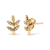 10K Yellow Gold 1/10 Cttw Diamond Accented Leaf and Branch Stud Earrings (H-I Color, I1-I2 Clarity)-1 thumbnail 2