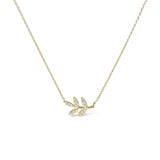 10K yellow gold leaf and branch necklace with diamond accents on 18-inch chain thumbnail 1