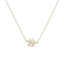 10K Yellow Gold 1/10 Cttw Diamond Leaf and Branch 18" Pendant Necklace (H-I Color, I1-I2 Clarity)-0