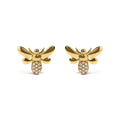 10K yellow gold bee ring with diamond accent stones
