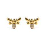 10K yellow gold bee ring with diamond accent stones thumbnail 1