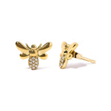 10K Yellow Gold Diamond Accented Bumble Bee Stud Earring (H-I Color, I1-I2 Clarity)-1 thumbnail 2