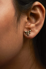 10K Yellow Gold Diamond Accented Bumble Bee Stud Earring (H-I Color, I1-I2 Clarity)-2 thumbnail 3