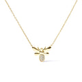 10K yellow gold bumble bee pendant necklace with diamond accent stones