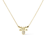 10K yellow gold bumble bee pendant necklace with diamond accent stones thumbnail 1