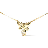 10K Yellow Gold Diamond Accented Bumble Bee Pendant 18