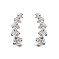10K white gold climber stud earrings with 2 round diamond stones