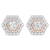 14K Rose and White Gold 1 7/8 Cttw Round Diamond Double Halo Earring Jacket for 6mm Round Studs (G-H Color, VS2-SI1 Clarity)-0 thumbnail 1