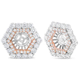 14K Rose and White Gold 1 7/8 Cttw Round Diamond Double Halo Earring Jacket for 6mm Round Studs (G-H Color, VS2-SI1 Clarity)-1 thumbnail 2