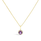 10K Gold Gemstone and 1/10 Cttw Diamond Accent Halo Pendant Necklace-10 thumbnail 3