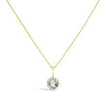 10K Gold Gemstone and 1/10 Cttw Diamond Accent Halo Pendant Necklace-5