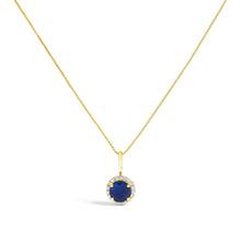 10K Gold Gemstone and 1/10 Cttw Diamond Accent Halo Pendant Necklace-6